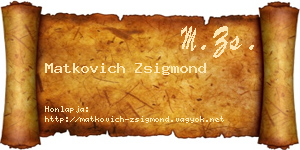 Matkovich Zsigmond névjegykártya